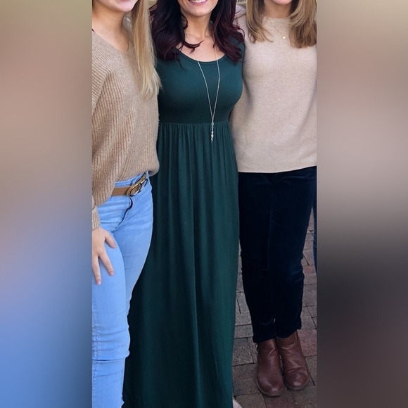 Dark Green Long Sleeved Maxi Dress Medium - Picture 6 of 6